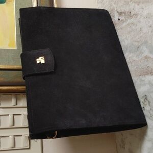 VTG Jay Herbert New York Black Suede Flat Folder Size Handbag